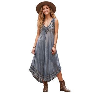 Sacred Threads is boho festival midi dress beaded embroidered